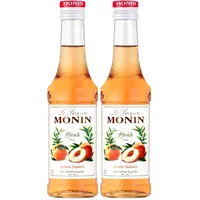 Monin Sirup Pfirsich (1 x 0,25 l) – Sirup für Cocktails, Mocktails & Eistee – Fruchtiger Getränkesirup für Bellini, Limonaden & Desserts (Packung mit 2)
