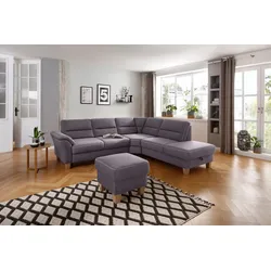 Ecksofa HOME AFFAIRE "Soleo L-Form", grau (dunkelgrau), B:262cm H:89cm T:235cm, Luxus-Microfaser ALTARA NUBUCK (100% Polyester);Struktur (100% Polyester);Luxus-Microfaser Lederoptik (100% Polyester), Sofas, komfortabel durch Trapezecke mit Relaxfunktion, auch mit Bettfunktion