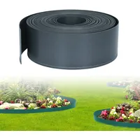 LZQ Rasenkante Kunststoff Beeteinfassung 60m Garten Rasenkanten, Beetumrandungen Flexibel Frei zu Biegen Anthrazit