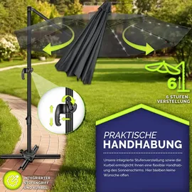tillvex Premium Alu Sonnenschirm 330 x 330 cm Anthrazit