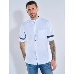 emilio adani Herren Langarm-Hemd mit Stehkragen blau regular uni Stehkragen - XXL