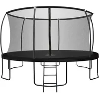 ZERO GRAVITY Outdoor Trampolin Ø 183, 244, 305, 366, 427cm - TÜV-geprüfte Gartentrampoline inkl. Leiter - Sturmsicher in 5 Minuten - Aufbauvideo (427cm / 14ft / Black)