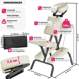 Tectake tectake® Massagestuhl, klappbar, gepolsterte Beinablagen, 80 x 50 x 105 cm