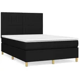 vidaXL Boxspringbett mit Matratze Schwarz 140x200 cm Stoff