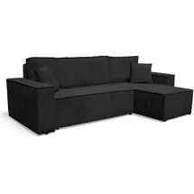 m-punkt Wohnlandschaft Ecksofa COMO Cord mit Bett Sofa Schlafsofa Ottomane rechts links universell - Schwarz