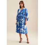 Seidensticker Midirock Damen Paisley Blau/Weiß 34