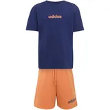 adidas Unisex Kids ESSENTIALS LINEAR LOGO T-SHIRT Set LK LIN T-SET KE0860 104 - dark blue/Dusky Orange, 3-4 Years
