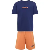 adidas Unisex Kids ESSENTIALS LINEAR LOGO T-SHIRT Set LK LIN T-SET KE0860 104 - dark blue/Dusky Orange, 3-4 Years