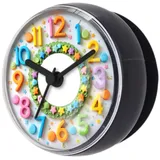 Sharplace wasserdichte Badezimmer-Uhr Mini Badezimmeruhr mit Silikagel Saugnäpfe zum Aufhängen, Funk-Badezimmeruhr, Küchenuhr, Baduhr, Quarz-Uhrwerk, feuchtigkeitsabweisend, 70 mm Stil f