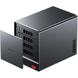 AOOSTAR Ryzen 7 5825U 4 Bay NAS Mini PC, Kein RAM Keine SSD NAS Desktop Computer, 2*M.2 NVMe-Steckplätze, 2,5"/3,5" SATA x4-Speicher(bis zu 4x22TB) Keine Festplatte, nur 4 Festplattenrahmen Kein OS