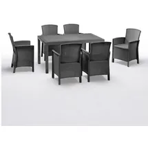 BICA Gastro Essgruppe Lido | Esstisch Houston mit 6 Sesseln | Wetterfeste Gartenmöbel in Graphite