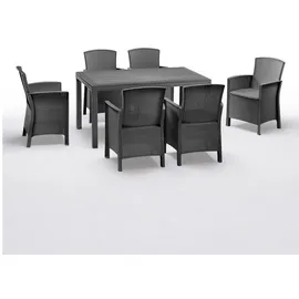 BICA Gastro Essgruppe Lido | Esstisch Houston mit 6 Sesseln | Wetterfeste Gartenmöbel in Graphite