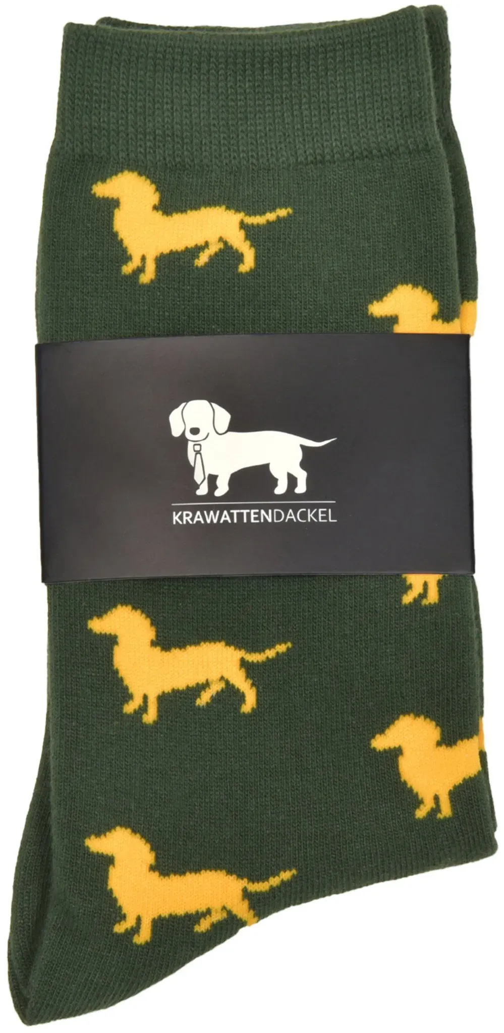 Krawattendackel Socken mit Dackel, grün-schwarz, 41/46