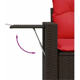 vidaXL 7-teiliges Gartensofa-Set mit Kissen, braun, Polyrattan - Braun