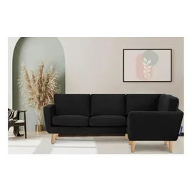 Konsimo Eckcouch Velours 2-Sitzer Schwarz