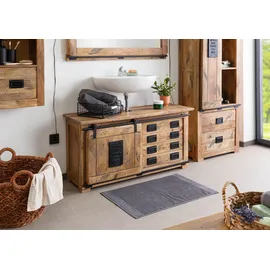MASSIVMOEBEL24.DE Waschbeckenunterschrank Mango 120x40x60 natur lackiert RAILWAY 177
