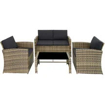 Tectake Lucca Rattan Lounge natur/dunkelgrau