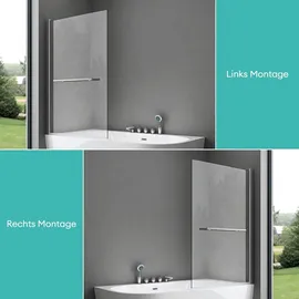 SoGood doporro Duschwand für Badewanne Badewannenaufsatz Duschabtrennung 6mm Esg-sicherheitsglas inkl. Nano-beschichtung Badewannenfaltwand