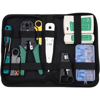 12 in 1 Netzwerk werkzeug set, Netzwerk werkzeug,Mit Crimpzange, Geeignet für RJ45, RJ11, RJ12-Kabel, Verwendbar für Computerwartung, LAN-Kabeltester, Lochkabeltester