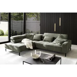 Home Affaire Ecksofa HOME AFFAIRE "Claya, L-Form, incl. Kopfteilverstellung, Breite 276 cm", grün (oliv), B:276cm H:71cm T:219cm, 95% Polyester, 5% Nylon, Sofas, Ecksofa, wahlweise elektrischer Sitzvorzug
