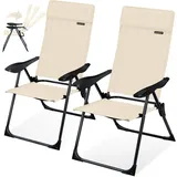 KESSER KESSER® 2er Set Gartenstuhl Hochlehner Alu Klappstuhl 7-Fach Verstellbar mit Armlehnen Atmungsaktiv klappbar Campingstuhl Balkonstuhl Klappsessel Garten Terrasse