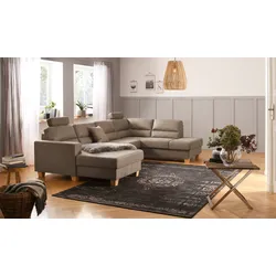 Wohnlandschaft HOME AFFAIRE "Navan, U-Form", beige, B:313cm H:100cm, Sofas, Wohnlandschaft, wahlweise mit Bettfunktion und Kopfstütze