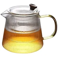 HIBNOPN Teekanne Teekanne gestreiftes Glas mit Griff verdickter hitzebeständiger 1000ml, 500 l 500 l