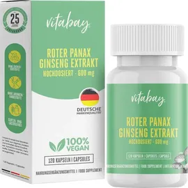 Vitabay Roter Panax Ginseng Extrakt 600 mg vegan Kapseln
