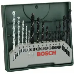 Bosch Mini-X-Line Mixed-Set, 5 Stein-, 5 Metall-, 5 Holzbohrer