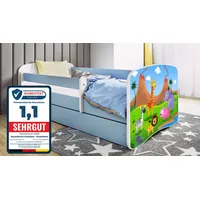 raumhirsch furniture Kinderbett Safari 80 x 180 cm Holzwerkstoff blau