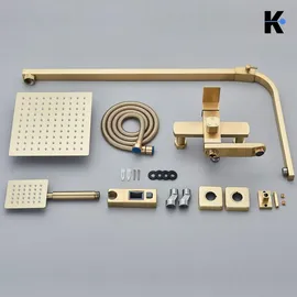 klarwerk LANA Duscharmatur Set mit Regendusche & Handbrause Gold 27271000