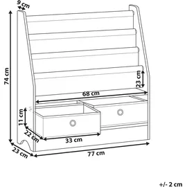 Beliani Kinderbücherregal TUMBY 74 cm Spanplatte matt weiß