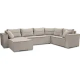 ax living WOHNLANDSCHAFT Lovere U Beige 314/217/90 cm – Womit Schlaffunktion und Bettkasten