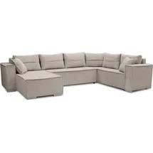 ax living WOHNLANDSCHAFT Lovere U Beige 314/217/90 cm – Womit Schlaffunktion und Bettkasten