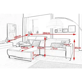 KAWOLA Sofa YORK Leder Life-line mocca Rec links Fuß Metall Chrom matt