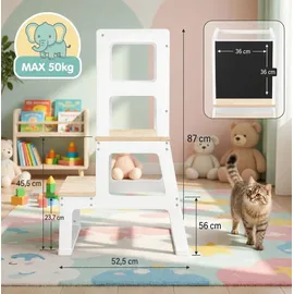 BABY VIVO Lernturm aus Holz mit Tafel  weiß