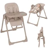 lionelo Linn Plus Hochstuhl Baby 2 in 1 bis 15 kg, Kinderhochstuhl mit Liegefunktion ab Geburt, Klappbar, Rollen, Einhandverstellung, 6 Hoehenstufen, 3 Rueckenlehnenpositionen, Spuelmaschinentablett