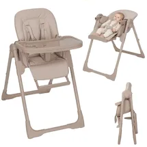 lionelo Linn Plus Hochstuhl Baby 2 in 1 bis 15 kg, Kinderhochstuhl mit Liegefunktion ab Geburt, Klappbar, Rollen, Einhandverstellung, 6 Hoehenstufen, 3 Rueckenlehnenpositionen, Spuelmaschinentablett