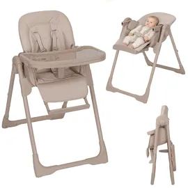 lionelo Linn Plus Hochstuhl Baby 2 in 1 bis 15 kg, Kinderhochstuhl mit Liegefunktion ab Geburt, Klappbar, Rollen, Einhandverstellung, 6 Hoehenstufen, 3 Rueckenlehnenpositionen, Spuelmaschinentablett