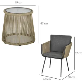 Outsunny Rattan Gartenmöbel-Set PE-Rattan, Polyester