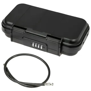 HMF 318-02 Tragbarer Safe mit Zahlenschloss, wasserdichter Mini Tresor mit Drahtseil, 23,5 x 14,5 x 5,8 cm