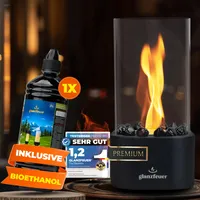 GLANZFEUER® Tischkamin - Premium Bio Ethanol Tischkamin - Tischfeuer Outdoor & Tischfeuer Indoor - Hochwertiger Bioethanol Tischkamin Outdoor für besonderes Ambiente - Tisch Feuer Ethanol Kamin