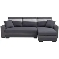 Vente-Unique Schlafsofa, Anthrazit, Leder, Textil, Uni, 4-Sitzer, 242x88x135 cm, Wohnzimmer, Sofas & Couches, Schlafsofas