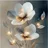 Euroart Glasbild 50 x cm White Flowers On Gray III Glas Weiß