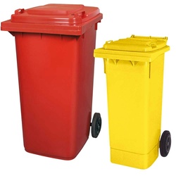 BRB Set mit 1x DIN Mülltonne 80 Liter gelb und 1x DIN Mülltonne 240 Liter rot