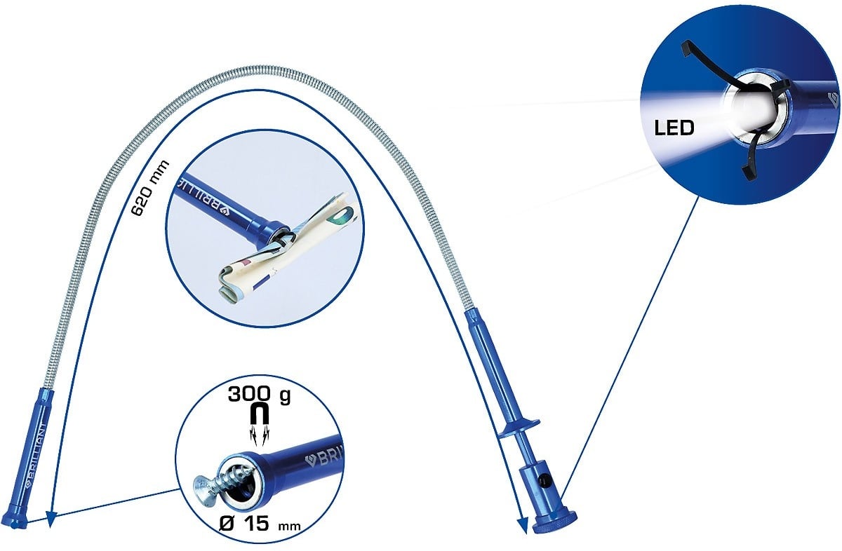 Brilliant Tools Krallengreifer mit Magnet und LED, starr - BT115908