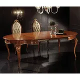 Casa Padrino Luxus Barock Esszimmer Set Braun / Gold - 1 Ausziehbarer Barock Esstisch & 6 Barock Esszimmerstühle - Esszimmer Möbel im Barockstil - Luxus Qualität - Made in Italy