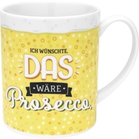 GRUSS & CO XL-Tasse Motiv Prosecco | lustige Tasse, Porzellan, Tasse groß 60 cl, gelb | Frauengeschenk, Partygeschenk | 48815
