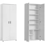 home collective Mehrzweckschrank Weiß Holzwerkstoff, Echtholz, 6 Fächer, 35x184x75 cm, Waschküche, Mehrzweckschränke