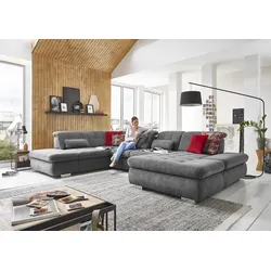 Ecksofa DIE PLANBAR "MP-IN17004 L-Form", grau, B:382cm H:84cm T:124cm, 100% Polyester, Sofas, wahlweise mit Funktionen, Federkern-Polsterung